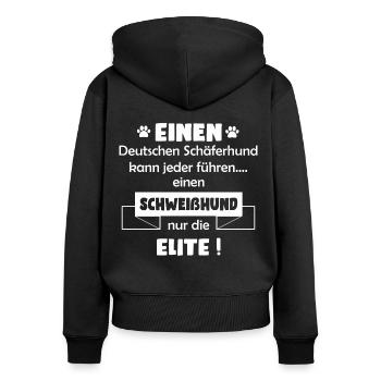 Schweißhund Shirt - Schweißhund Hund TShirt - Frauen Premium Bio Zip Hoodie - Schwarz - Hinten - Julia (174cm)