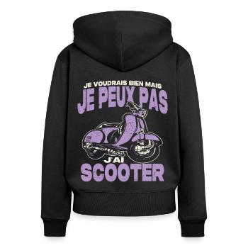 Je peux pas j'ai scooter. - Sweat à capuche zippé Premium bio Femme - noir - Dos - Julia (174cm)