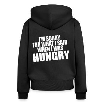 lustige Sprüche - Frauen Premium Bio Zip Hoodie - Schwarz - Hinten - Julia (174cm)