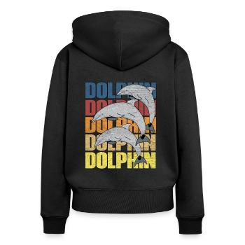 Dauphin des dauphins - Sweat à capuche zippé Premium bio Femme - noir - Dos - Julia (174cm)