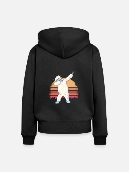 Yeti dabbing - Frauen Premium Bio Zip Hoodie - Schwarz