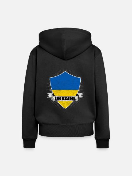 Ukraine - Frauen Premium Bio Zip Hoodie - Schwarz