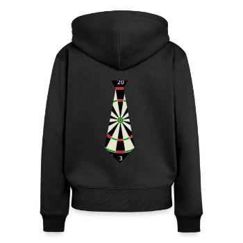 Dart Krawatte - Dartboard, Dartscheibe, Geschenk - Frauen Premium Bio Zip Hoodie - Schwarz - Hinten - Julia (174cm)
