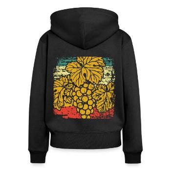 Grapes grape vine - Women's Premium Organic Zip Hoodie - black - Back - Julia (174cm)