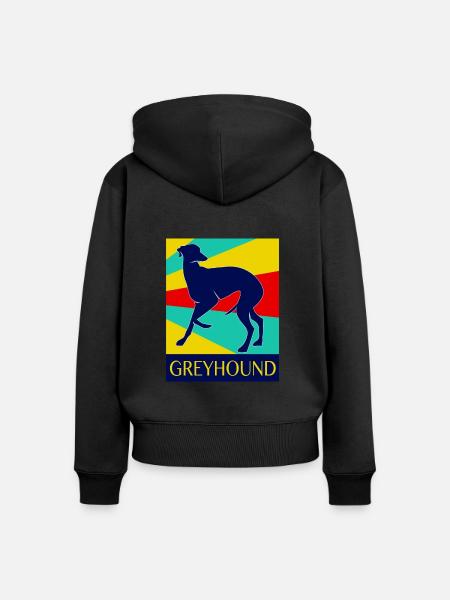 Windhund - Frauen Premium Bio Zip Hoodie - Schwarz
