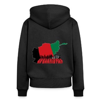 Afghanistan - Women's Premium Organic Zip Hoodie - black - Back - Julia (174cm)