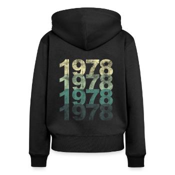 1978 - Women's Premium Organic Zip Hoodie - black - Back - Julia (174cm)