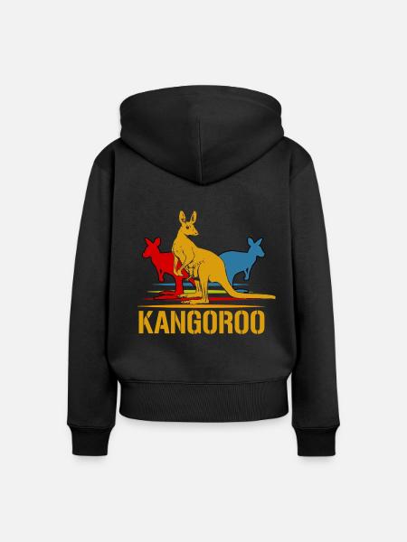 Kangaroo - Frauen Premium Bio Zip Hoodie - Schwarz