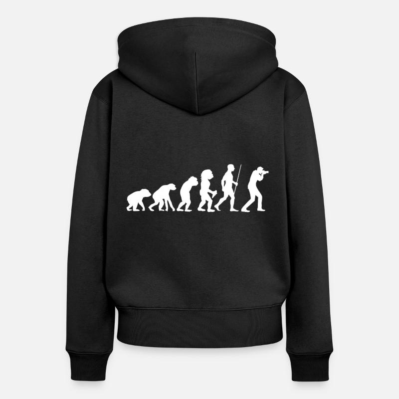 Caméra photographe évolution évolution de l’âge de pierre - Sweat à capuche zippé Premium bio Femme - noir