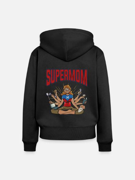 Mutterschaft Mutter Superheld Supermama Supermom - Frauen Premium Bio Zip Hoodie - Schwarz