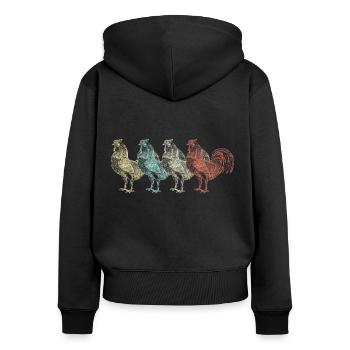 Huhn Hühner - Frauen Premium Bio Zip Hoodie - Schwarz - Hinten - Julia (174cm)