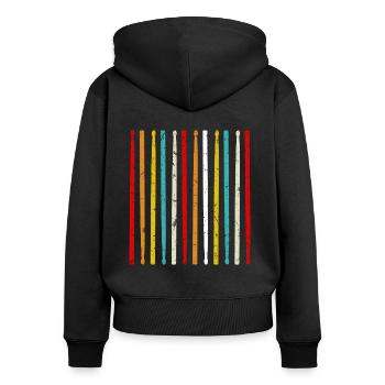 Drumsticks - Frauen Premium Bio Zip Hoodie - Schwarz - Hinten - Julia (174cm)