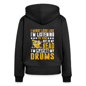 Drums Schlagzeug Schlagzeuger Drumsticks Rocknroll - Frauen Premium Bio Zip Hoodie - Schwarz - Hinten - Julia (174cm)