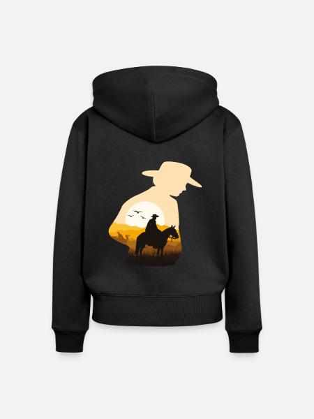 Cowboy - Frauen Premium Bio Zip Hoodie - Schwarz