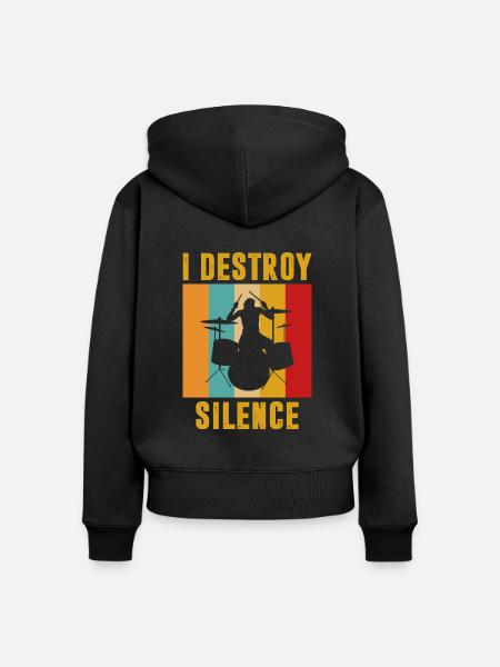 I destroy silence - Frauen Premium Bio Zip Hoodie - Schwarz