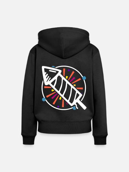 Silvester Rakete - Frauen Premium Bio Zip Hoodie - Schwarz