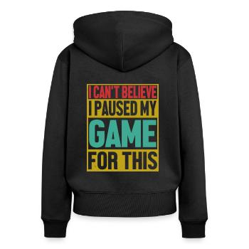 Gaming Gamer - Frauen Premium Bio Zip Hoodie - Schwarz - Hinten - Julia (174cm)