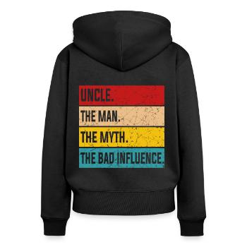 uncle - Women's Premium Organic Zip Hoodie - black - Back - Julia (174cm)