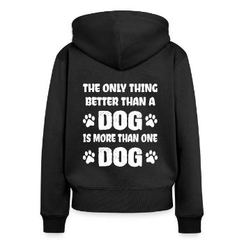Funny dogs say dog love dogs - Women's Premium Organic Zip Hoodie - black - Back - Julia (174cm)