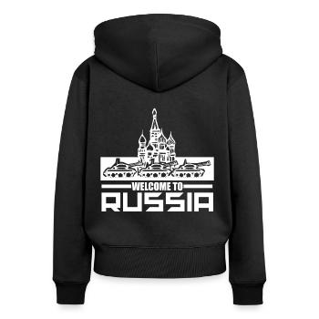 Russland - Frauen Premium Bio Zip Hoodie - Schwarz - Hinten - Julia (174cm)