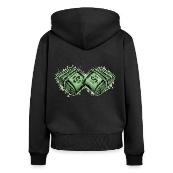 Lot d'argent - Sweat à capuche zippé Premium bio Femme - noir - Dos - Julia (174cm)