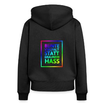 Racisme Droits de l’homme Antifa Fascisme - Sweat à capuche zippé Premium bio Femme - noir - Dos - Julia (174cm)
