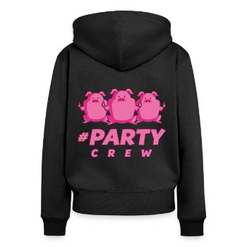 Fête de cochon - Sweat à capuche zippé Premium bio Femme - noir - Dos - Julia (174cm)