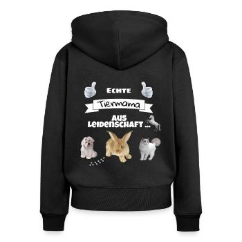 Chemise Maman Animal - Sweat à capuche zippé Premium bio Femme - noir - Dos - Julia (174cm)