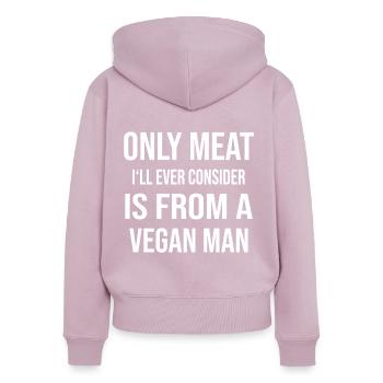 Veganer Veganerin Vegan - Frauen Premium Bio Zip Hoodie - Altrosa - Hinten - Julia (174cm)