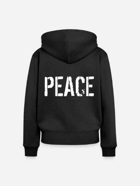 Peace - Frauen Premium Bio Zip Hoodie - Schwarz