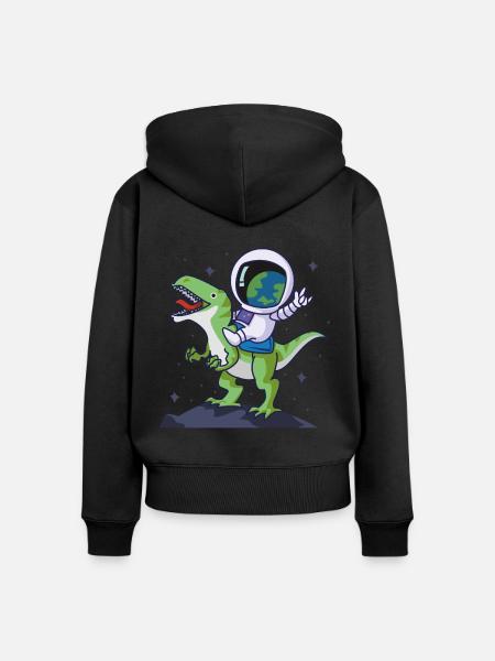 astronaut dinosaurier - Frauen Premium Bio Zip Hoodie - Schwarz
