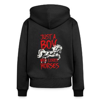 J'adore les chevaux - Sweat à capuche zippé Premium bio Femme - noir - Dos - Julia (174cm)