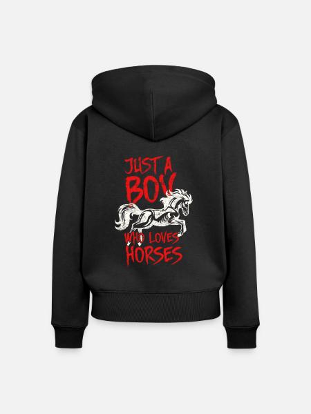 ich liebe pferde junge - Frauen Premium Bio Zip Hoodie - Schwarz