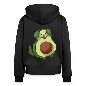 avocado hund lustig - Frauen Premium Bio Zip Hoodie - Schwarz - Hinten - Julia (174cm)