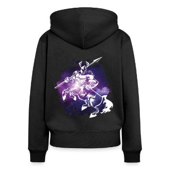 zentaur krieger mythologie - Frauen Premium Bio Zip Hoodie - Schwarz - Hinten - Julia (174cm)
