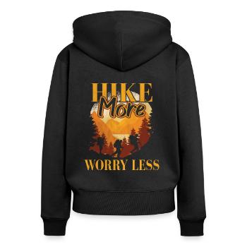 Wandern Wanderung - Frauen Premium Bio Zip Hoodie - Schwarz - Hinten - Julia (174cm)