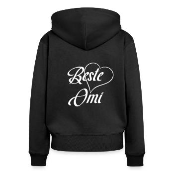 Beste Omi - Frauen Premium Bio Zip Hoodie - Schwarz - Hinten - Julia (174cm)