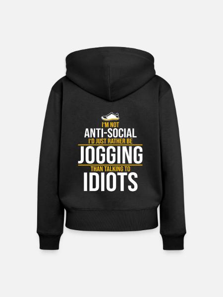 Jogging - Frauen Premium Bio Zip Hoodie - Schwarz