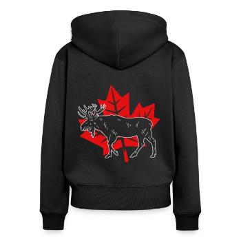 Feuille d'érable d'orignal du Canada - Sweat à capuche zippé Premium bio Femme - noir - Dos - Julia (174cm)