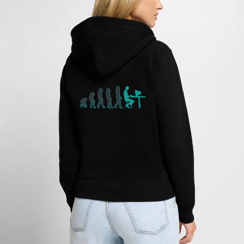 Evolution computer nerd nerds gift idea Women's Premium Organic Zip Hoodie