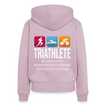 triathlete - Women's Premium Organic Zip Hoodie - dusky pink - Back - Julia (174cm)