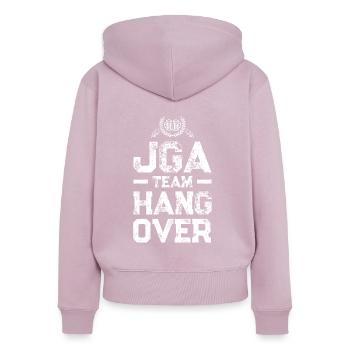 jga la gueule de bois équipe bière jga - Sweat à capuche zippé Premium bio Femme - rose poudré - Dos - Julia (174cm)