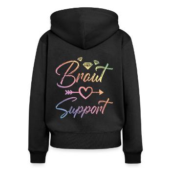 braut support herz diamant - Frauen Premium Bio Zip Hoodie - Schwarz - Hinten - Julia (174cm)