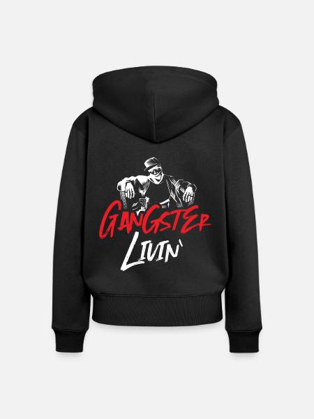 gangster leben - Frauen Premium Bio Zip Hoodie - Schwarz