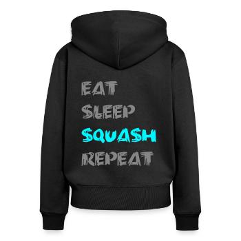 Squash - Frauen Premium Bio Zip Hoodie - Schwarz - Hinten - Julia (174cm)