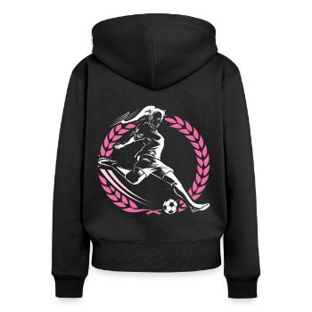 fussballerin kranz - Frauen Premium Bio Zip Hoodie - Schwarz - Hinten - Julia (174cm)
