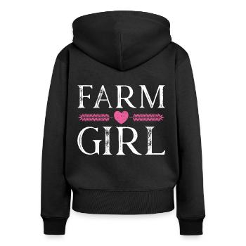 coeur fille de ferme - Sweat à capuche zippé Premium bio Femme - noir - Dos - Julia (174cm)