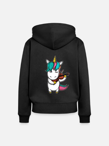 Einhorn Geige Streichinstrument - Frauen Premium Bio Zip Hoodie - Schwarz