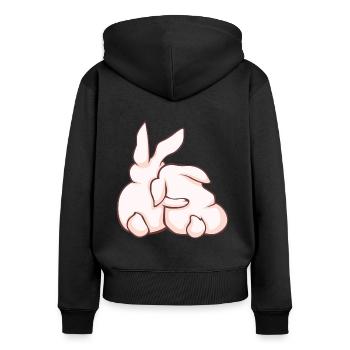 Lapin Lapin Animaux mignons - Sweat à capuche zippé Premium bio Femme - noir - Dos - Julia (174cm)