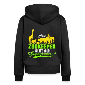Tierpfleger - Frauen Premium Bio Zip Hoodie - Schwarz - Hinten - Julia (174cm)